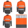 Orange Charcoal Cotton Hi Vis Work Shirts Alt